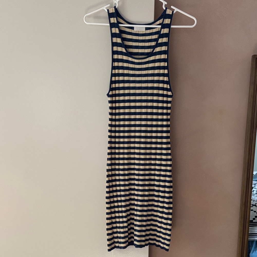 Posse Navy and Cream Striped Tank Dress